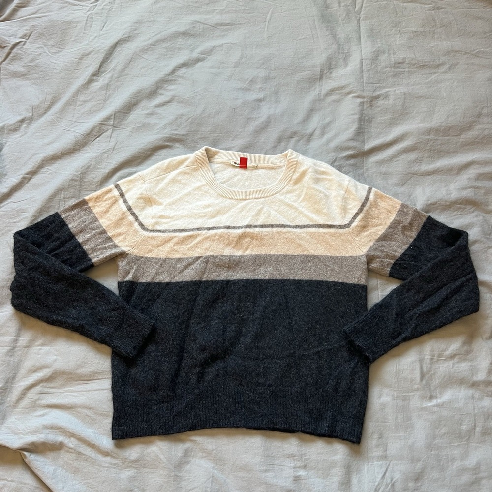 MARINE LAYER Harper 100% Cashmere Sweater Womens Size Small Grey Black Ivory